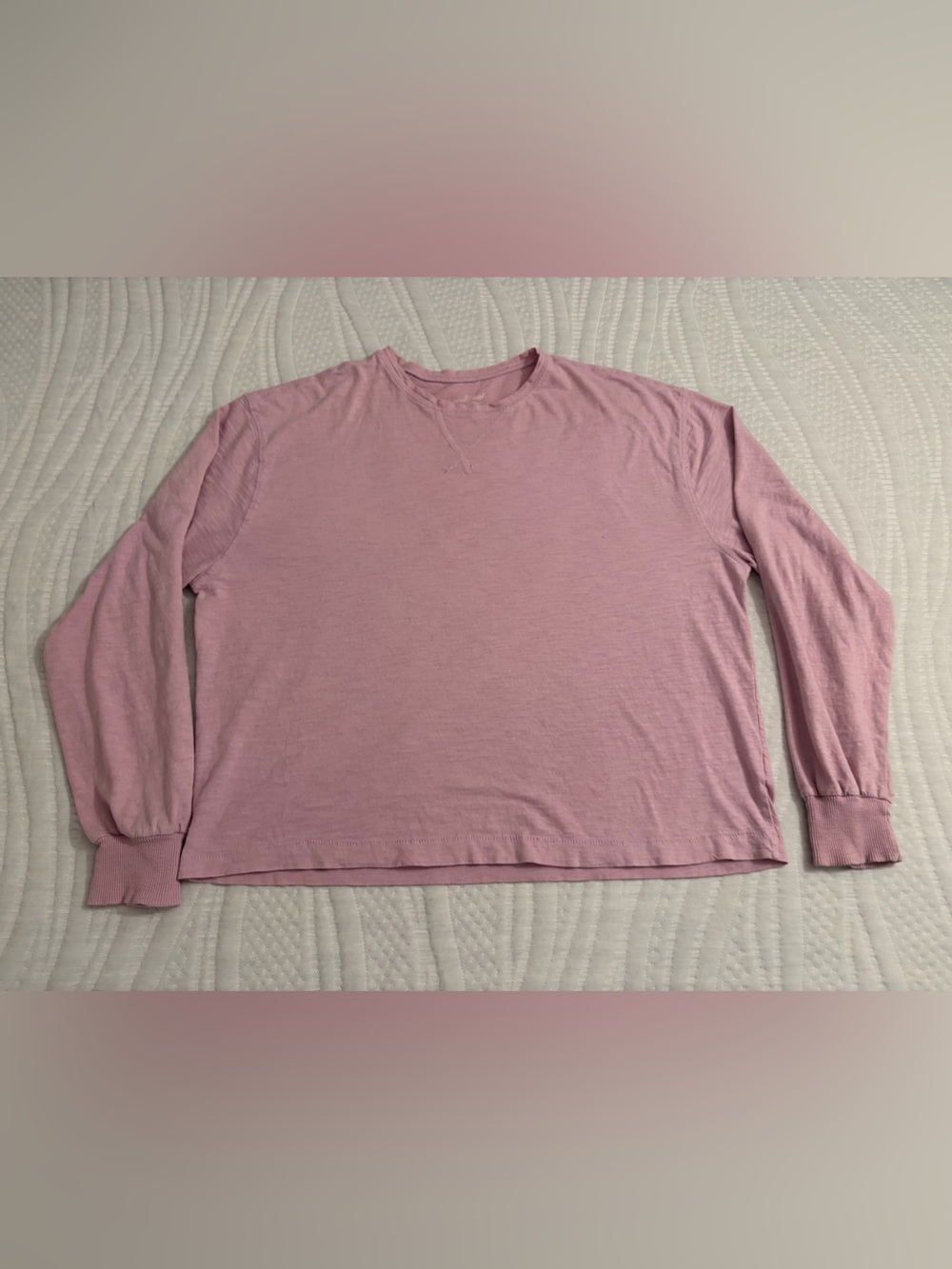 Universal Thread 100% Cotton Crewneck Long-Sleeve Top in Dusty Pink Small